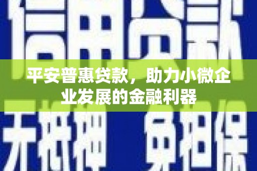 井冈山平安普惠贷款，助力小微企业发展的金融利器